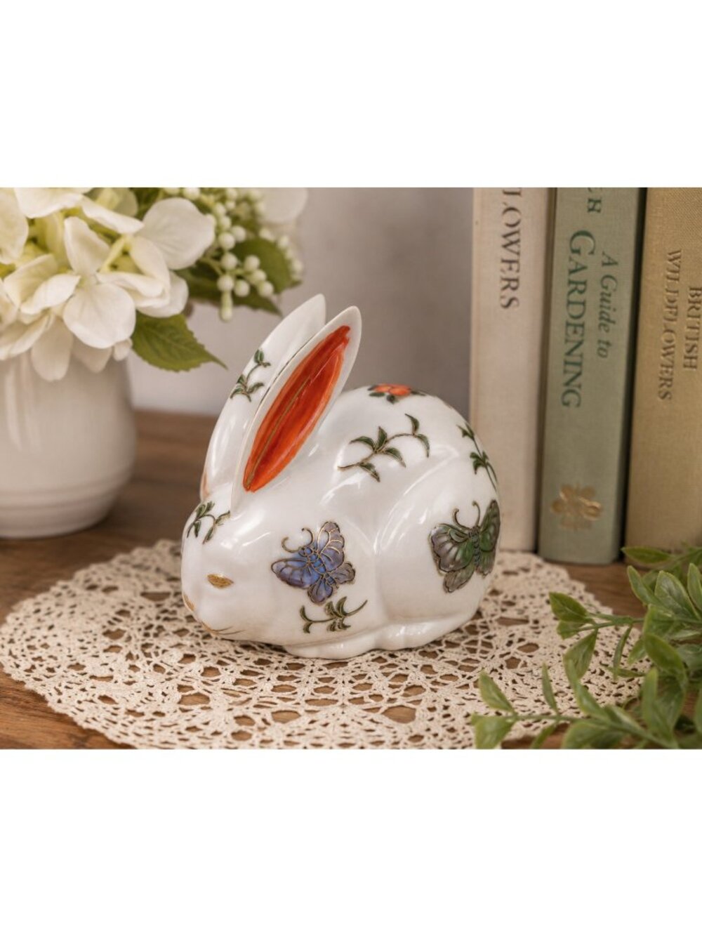 Andrea by Sadek Porcelain Bunny Figurine Butterfly Rabbit Made in Japan - Picture 10 of 10